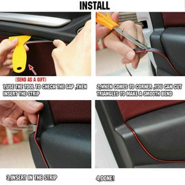 Riloer DIY Car Interior Strip Decoration Universal 5 m ABS 3D Strip with Tool Interior Decoration Trim Accessories Electroplating Silver