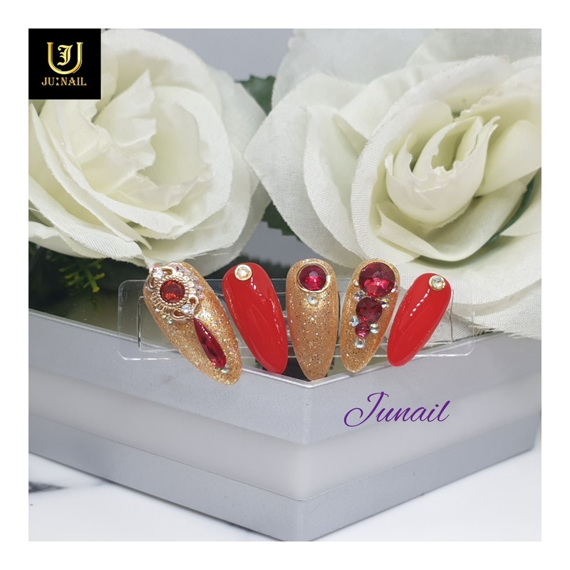 ❣️Red point handmade nail tip❣️ - Short C curve coffin
