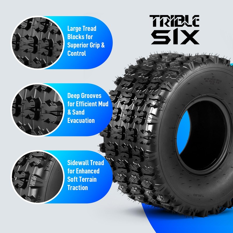 TRIBLE SIX 22x11-10 All Terrain ATV UTV Tires 22x11x10 Tires,