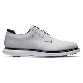 FootJoy Men's Traditions Blucher Golf Shoe, White/White/Navy, 11