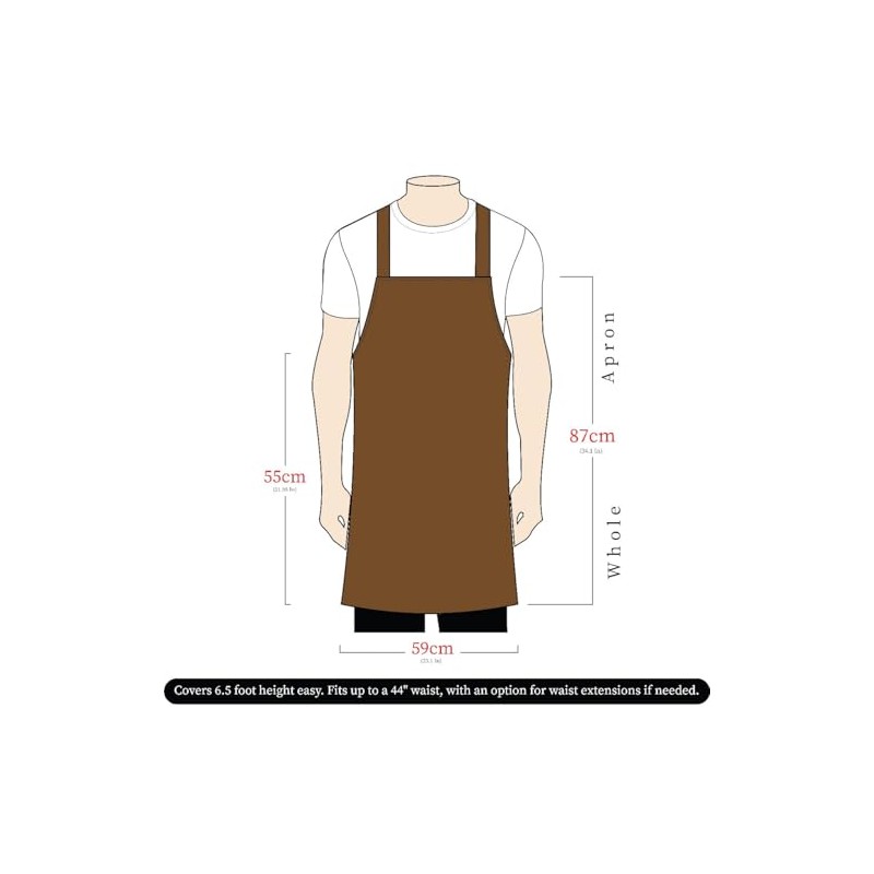 LeatherShire Black Wax Full Grain Leather Bib Apron Butcher Apron