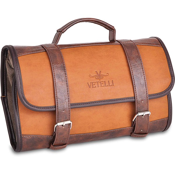 Vetelli Leather Toiletry Bag for Men - Water Resistant, 2