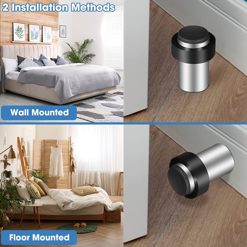 Chumia Stainless Steel Floor Door Stopper Set – Heavy Duty