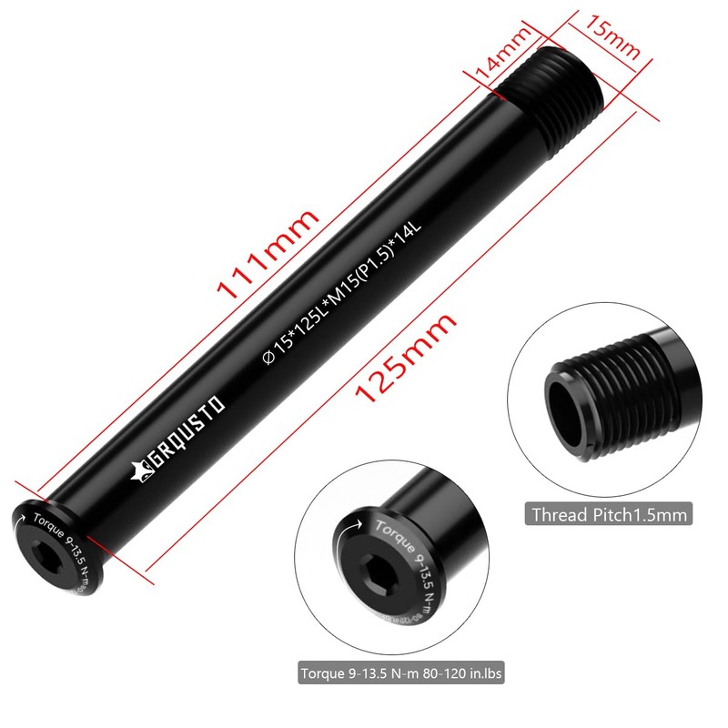GRQUSTO 1.5mm Thread Pitch Front Rear Thru Axles for Road