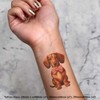 4 x 'Dachsund With Pink Bow Tie' Temporary Tattoos -
