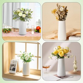 Modern White Ceramic Vase - Elegant Decor for Home & Office, Ideal for Pampas Grass and Flowers - Living Room or Dining Table - Stylish Gift Option