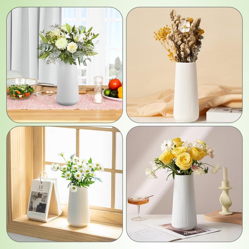 Modern White Ceramic Vase - Elegant Decor for Home &