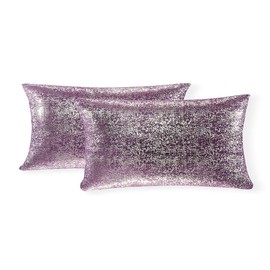 Xinrjojo Set of 2,12 x 20 In,Throw Pillow Covers, Cushion Cases, Decorative Square, Slipover Pillowslip for Home Sofa Couch Chair Back Seat Bedroom Car, Invisible Zipper (Silver- Lavender Purple)