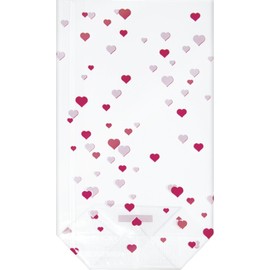 HEYDA 203089240 Cellophane Bag "Hearts", Dimensions: (W) 115 x (H) 190 mm