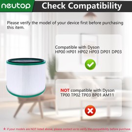 Neutop Hepa Filter Compatible with Dyson DP01 DP03 HP00 HP02 Pure Cool Fan Air Purifier (Detachable Type)