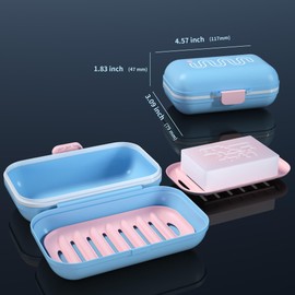 CRKIOB Travel Soap Container with Lid, Leakproof Silicone Sealing Bar Soap Travel Case for Traveling, Bathroom, Dorm, Camping, Gym 4.57” x 3.09” x 1.83” (Blue)