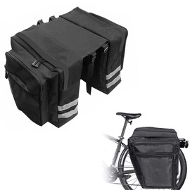 Dilireba Bicycle Pannier Rack, Pannier Rack Bag, Bicycle Bag Double Bag Pannier Rack Bag, Rear Bicycle Bag, Double Bag, Waterproof, for Commuter Pannier Rack with Rain Cover, Black