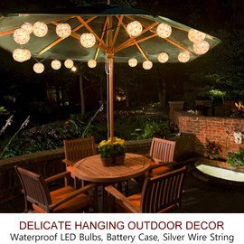 Bright Zeal 20' Long Round Outdoor LED Christmas Lantern String Lights Battery Powered - 2PCS 10' Flamingo String Lights Outdoor Decorative Lanterns for Weddings, Parties - Lantern Lights for Bedroom