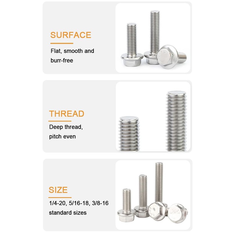binifiMux 10pcs 5/16"-18 x 1-1/4" Serrated Flanged Hex Bolts Flange