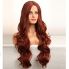 RightOn Dark Orange Wig Long Wavy Dark Orange Wigs for