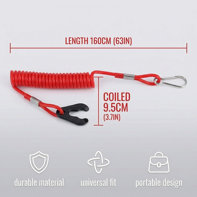 Motor Stop Switch Rope Lanyard, Pack of 3 Kill Switch