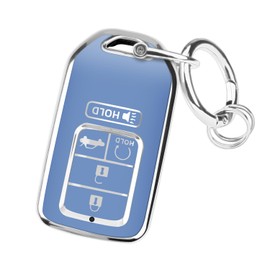 FT FUNTOR Car Key Cover for Honda, 6 Buttons Remote Key Fob Cover Compatible with Honda Accord Civic Odyssey CRV Pilot (Blue)