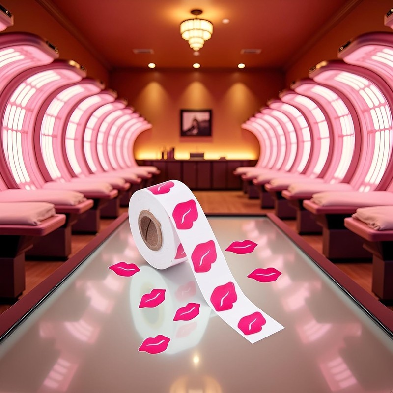 500 pegatinas de labios bronceadores, calcomanía autoadhesivo perforado rosado, estampado