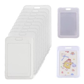 20Pcs Transparent Badge Holder Double Sided Hard Rigid Bus Card Holder Case Clear Vertical Name Tag Badge Id Card Case Plastic Vertical Name Badge ID Card Holders ID Badge Holder Badge Holder (20)