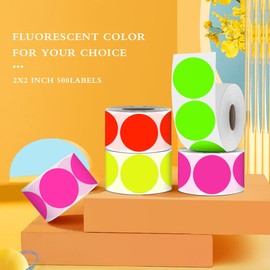 PARLAIM Fluorescent Red Color Coding Sticker 2 Inch, Round Circle Dot Labels 500pcs Inventory Moving Label