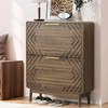Algherohein Shoe Storage Cabinet with Hand-Carved Raised Embossed 2 Flip