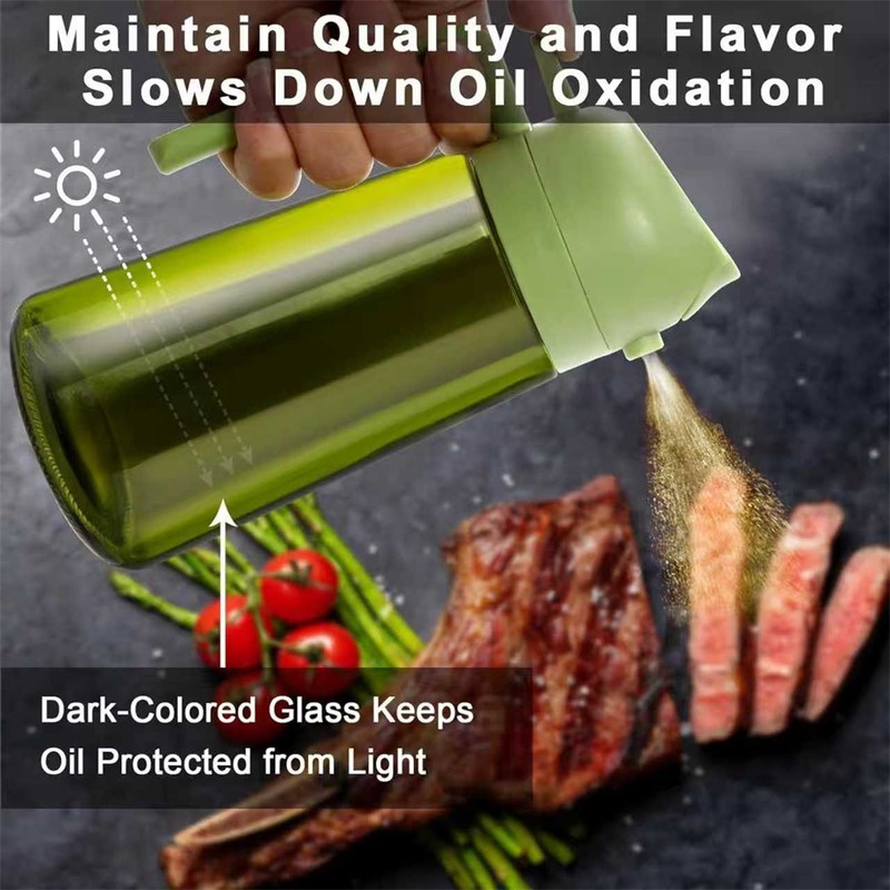 2-in-1 Olive Oil Sprayer for Cooking – 16 oz Glass