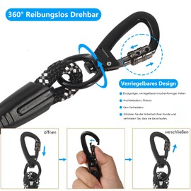 Recall Lead, 5 m, 10 m, 20 m Recall Lead for Dogs, Robust Dog Lead with Comfortable Padded Handle, Training Lead for Puppies, Small, Medium, Large Dogs, Lockable Carabiner (5 m)