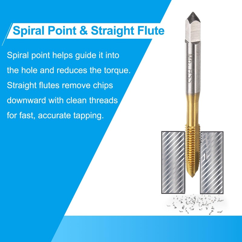 sourcing map 14pcs Spiral Point Tap Set M2 M2.5 M3