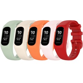 Replacement Watch Bands Compatible with Garmin Vivosmart 5, Soft Silicone Bands Adjustable Wristband Quick Release Band Sport Strap for Vivosmart 5 Fitness Tracker Women&Men (Large, Red/Pink/Orange/LightGreen/Apricot)