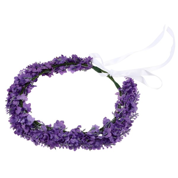 PACKOVE Simulation Lavender Flower Crown Headband Floral Headpiece for Women