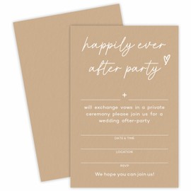 Psbrn 25 Brown minimalist wedding invitations,happily ever after party, Fill out style Double Sided wedding invitation set with envelopes, wedding party decorations & supplies - A16