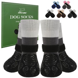 EXPAWLORER Anti Slip Dog Socks to Prevent Licking Paws, Dog Boots & Paw Protectors with Grippers for Winter, Dog Booties for Hardwood Floors, Dog Shoes for Small Medium Large Senior Dogs, Balck XS