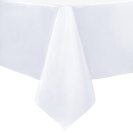 sancua 100% Waterproof Rectangle PVC Tablecloth - 70 x 108 Inch - Oil Proof Spill Proof Vinyl Table Cloth, Wipe Clean Table Cover for Dining Tables, Buffet Parties and Camping, White