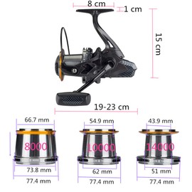 Diwa Fishing Reels Spinning 8000 10000 14000 Series Spool Freshwater Saltwater Big-Game Surf Fishing 12+1 Stainless BB 70 LBS Max Drag Carbon Fiber Ultra Smooth Powerful Oversize Gear (10000)