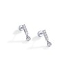 PAVOI Rhodium Plated Sterling Silver Posts Cubic Zirconia Bar Flat