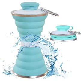 SEMETOR Collapsible Water Bottle, Camping Cup With Carabiner, Reuseable Silicone Foldabl