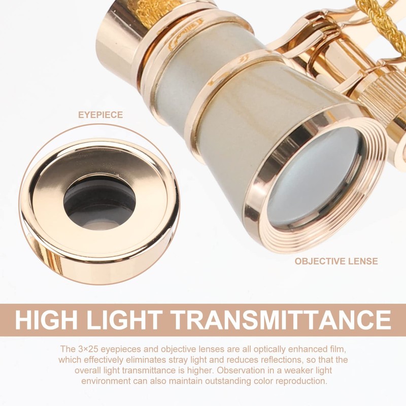 Opera Glasses, 3X25 Theater Glasses with Necklace Retro Theater Binocular