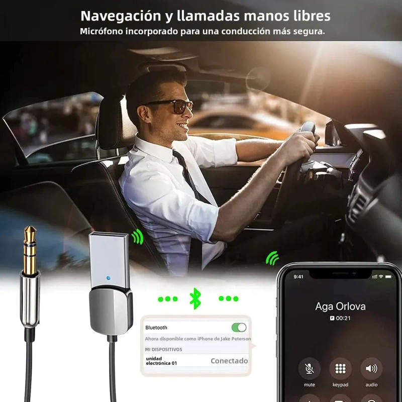 Recept Bluetoth HJDWQN 5.3 USB Auto Aux 3.5mm HD Llamadas