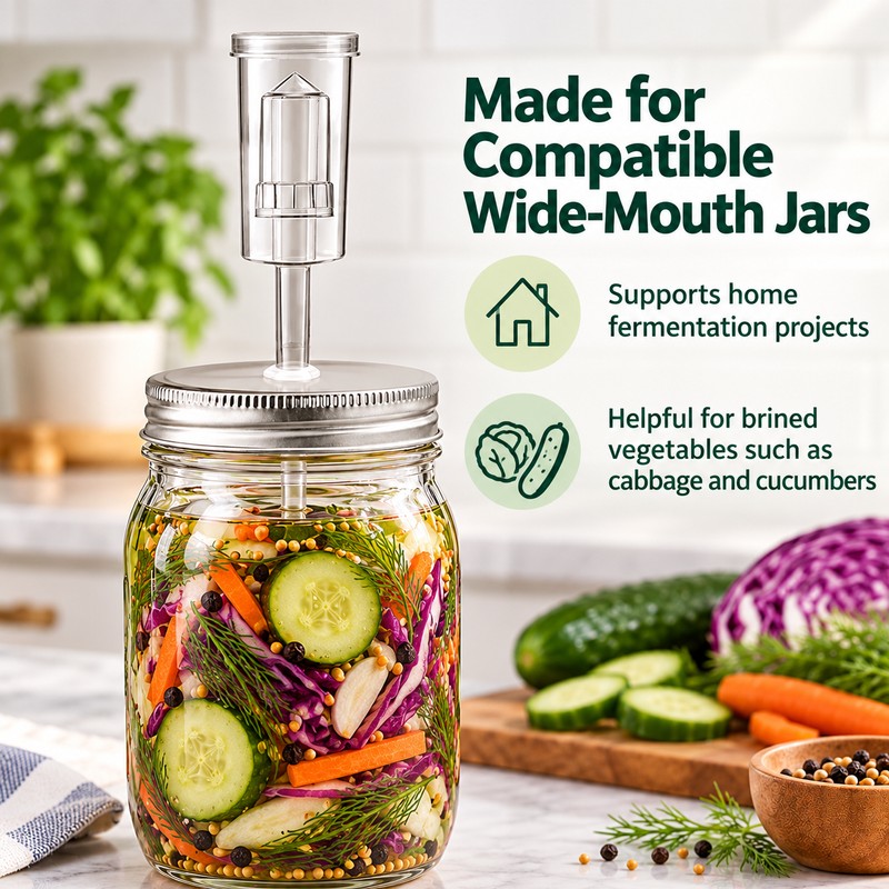 Mason Jar Fermentation Lid with Airlock – Reusable Pickling Accessory