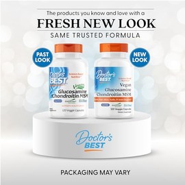 Doctor's BEST Doctor's Best Vegan Glucosamine Chondroitin MSM, Joint Health, Hair, Skin & Nails, Capsule,120 count