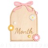 Gosknor Baby Monthly Milestone Card, Bow & Flower Wooden Baby