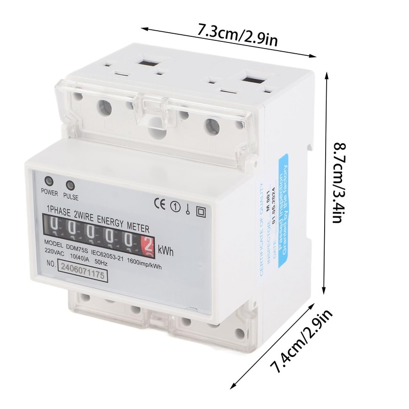 Moncer Energy Meter, DDM75S Single Phase 4P LED Din Rail