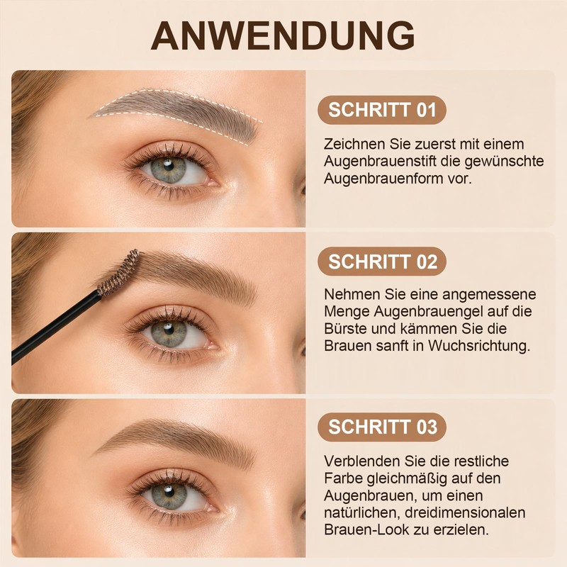 Jutqut Braun Eyebrow Gel Waterproof, Long-Lasting Eyebrow Gel, #4