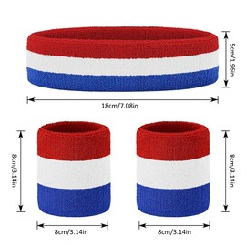 Set of 3 Sweatband Set Sports Headband Thick Solid Color Sweatband Set Athletic Cotton Sweatbands for Sports(1 Headband + 2 Wristbands)