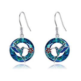 Hummingbird Earrings Sterling Silver Crystal Hummingbird Dangle Earrings Hummingbird Jewellery Gifts for Women
