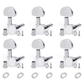 SAPHUE 6 Pieces 6R Guitar tuner pegs,Guitar Sealed Fan-shaped Tuning Pegs Tuner Machine Heads for Acoustic Electric Guitar Guitar Parts. (Chrome)