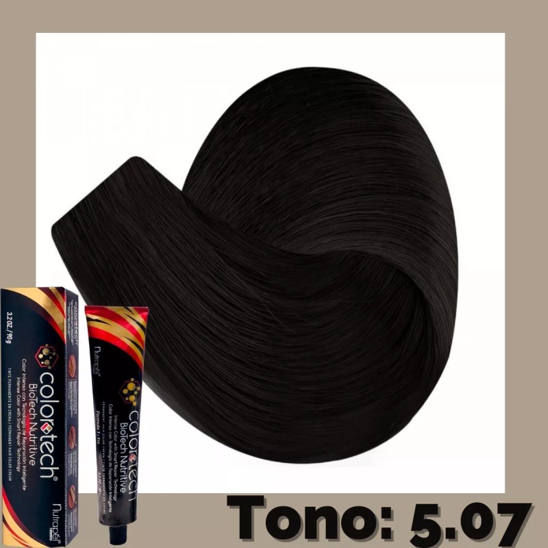 Color Tech Tinte Tono Anti Rojo 5.07 Castaño Claro Frio