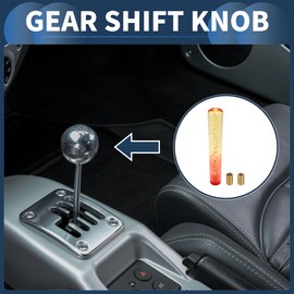 INFINAUTO Round Crystal Shift Knob, 25cm Universal for Automatic and Manual Vehicle Gear Shifter Knob with 2 Adapter Acrylic Yellow Red, 1 Set