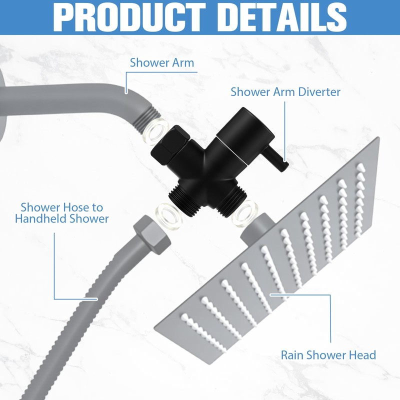 Nuanchu 4 Pack Alloy Shower Arm Diverter Valve for Hand
