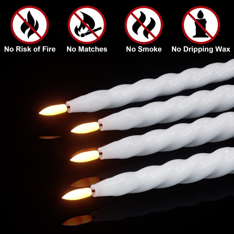 Eldnacele Flameless Flickering Taper Candles with Remote and Timer, Battery